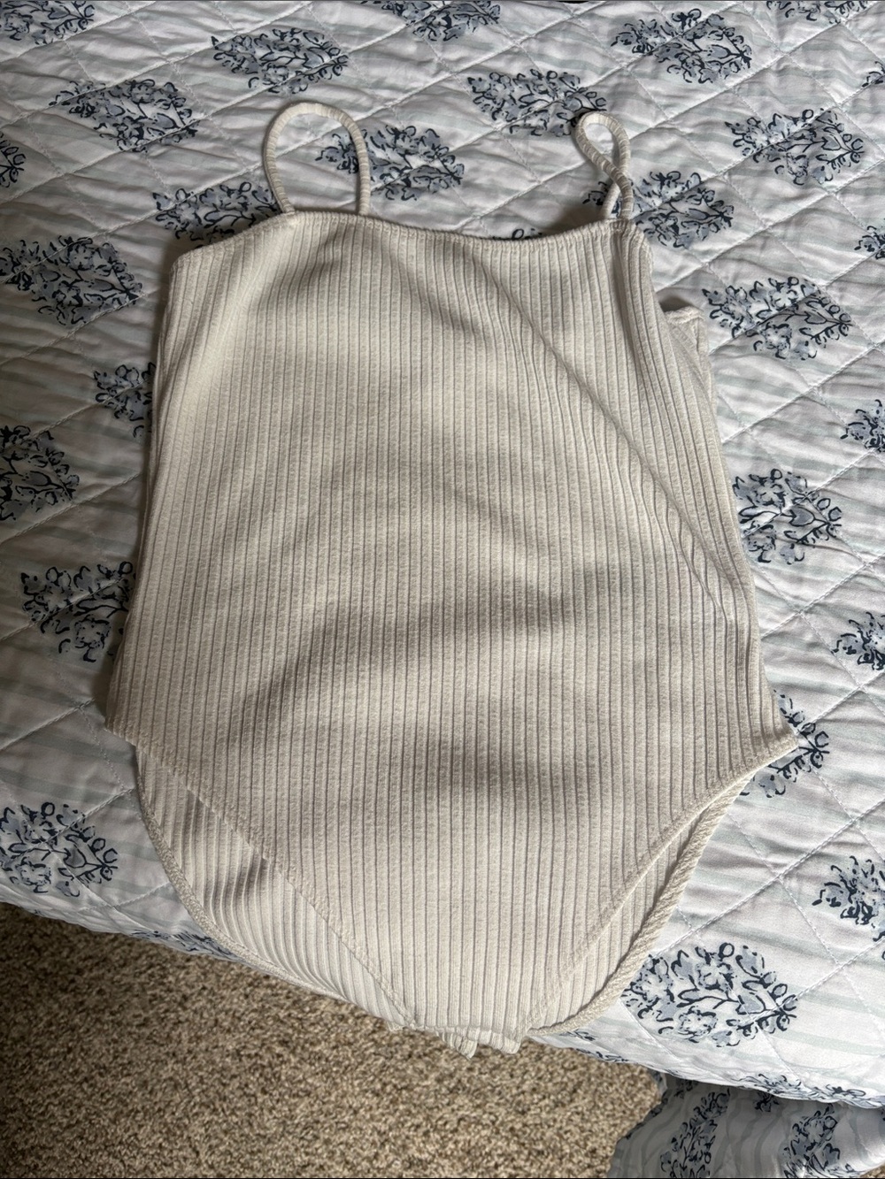 Topshop Cream Ribbed One-Piece Bodysuit